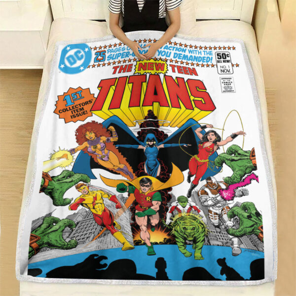 Fleece Blanket 7 New Teen Titans No 1 cover by George Perez Fleece Blanket