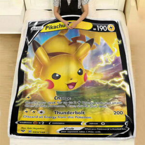 Fleece Blanket 7 Pikachu V 43 185 Vivid Voltage Holo Ultra Rare Pokemon Card Fleece Blanket