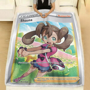 Fleece Blanket 7 Shauna SWSH Fusion Strike Full Art Holo Ultra Rare Pokemon Card Fleece Blanket
