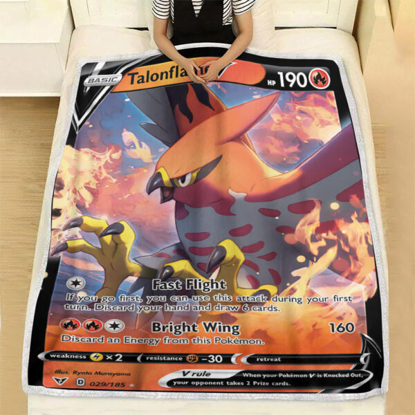 Fleece Blanket 7 Talonflame V 29 185 Vivid Voltage Holo Ultra Rare Pokemon Card Fleece Blanket