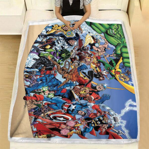 The Avengers Lithograph by George Perez Fleece Blanket