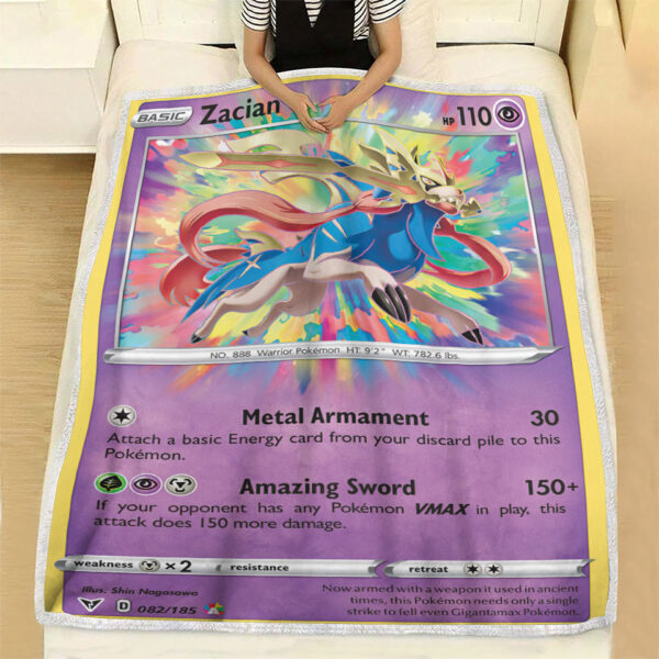 Fleece Blanket 7 Zacian 82 185 Vivid Voltage Amazing Rare Pokemon Card Fleece Blanket