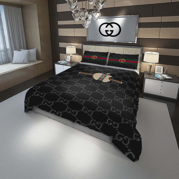 Apple Gucci Luxury Duvet Cover and Pillow Case Bedding Set
