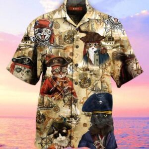 Cat Pirates Hawaiian Shirt, beach shorts