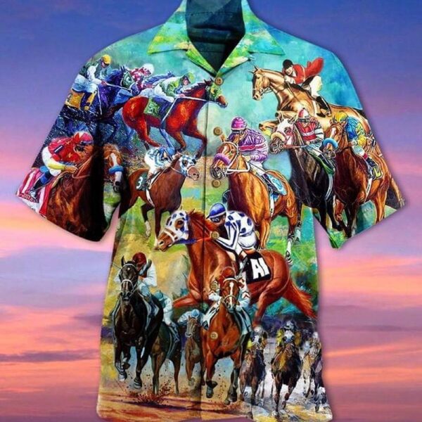 Cowboy Racing Horse Hawaiian Shirt beach shorts