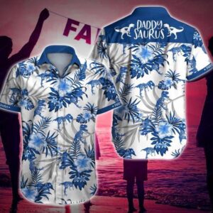 Daddysaurus Tropical Hawaiian Shirt, beach shorts