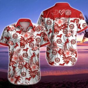 Firefighter Dachshund Hawaiian Shirt, beach shorts