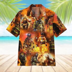 Firefighter Hawaiian Shirt, beach shorts