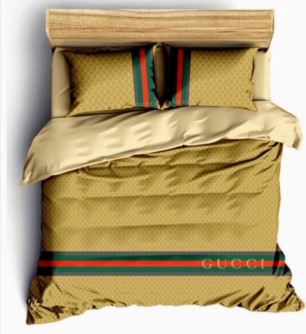 Gucci Gold Duvet Cover and Pillow Case Bedding Set