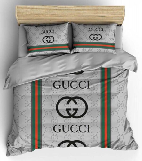 Gucci Silver Luxury Duvet Cover and Pillow Case Bedding Set