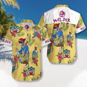 Welder Hawaiian Shirt, beach shorts