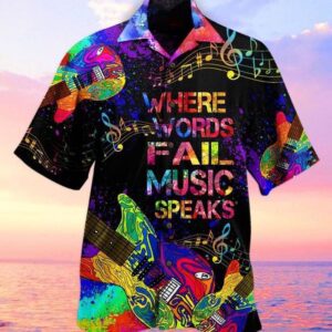 Where Words Fail Music Speaks Hawaiian Shirt, beach shorts