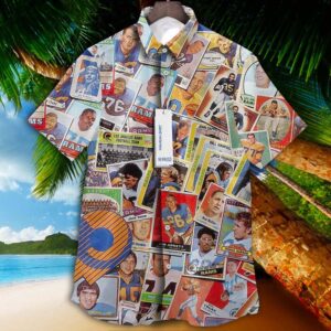 1985 los angeles rams 40th anniversary yearbook 3d pop art tropical vintage grateful hawaiian shirt