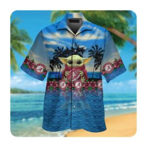 Alabama Crimson Tide And Baby Yoda Short Sleeve Button Up Tropical Aloha Hawaiian Shirts For Men Women 0 45.99