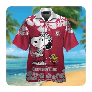 Alabama Crimson Tide And Snoopy Short Sleeve Button Up Tropical Aloha Hawaiian Shirts For Men Women 1 45.99