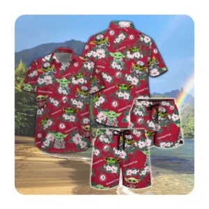 Alabama Crimson Tide And Yoda Short Sleeve Button Up Tropical Aloha Hawaiian Shirts For Men Women 0 45.99