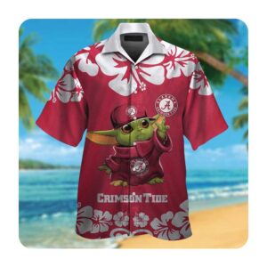 Alabama Crimson Tide Baby Yoda Short Sleeve Button Up Tropical Aloha Hawaiian Shirts For Men Women 0 45.99