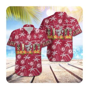 Alabama Crimson Tide Custom Name Short Sleeve Button Up Tropical Aloha Hawaiian Shirts For Men Women 2 45.99