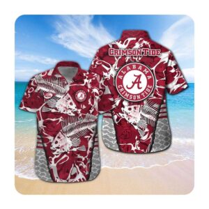 Alabama Crimson Tide Fishing Short Sleeve Button Up Tropical Aloha Hawaiian Shirts For Men Women 0 45.99