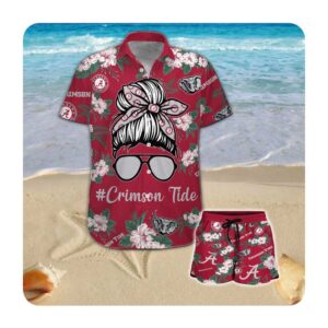 Alabama Crimson Tide Fishing Short Sleeve Button Up Tropical Aloha Hawaiian Shirts For Men Women 1 45.99