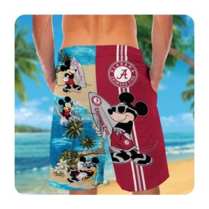 Alabama Crimson Tide Mickey Custom Name Short Sleeve Button Up Tropical Aloha Hawaiian Shirts For Men Women 1 45.99