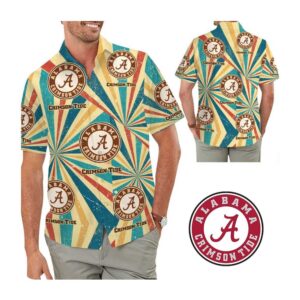 Alabama Crimson Tide Retro Vintage Style Hawaii Shirt Summer Button Up Shirt For Men Women