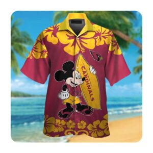 Arizona Cardinals And Mickey Mouse Hawaii Shirt Summer Button Up Shirt For Men Women