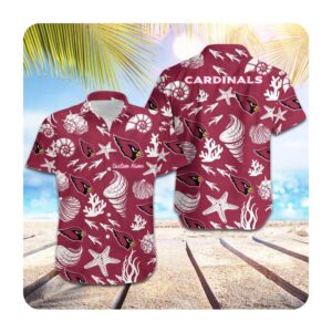 Arizona Cardinals Custom Name Men Women Short Sleeve Button Up Tropical Aloha Hawaiian Shirts For Men Women 1 45.99