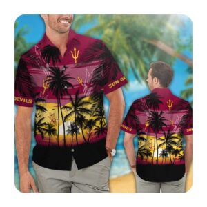 Arizona State Sun Devils Short Sleeve Button Up Tropical Aloha Hawaiian Shirts For Men Women 0 45.99