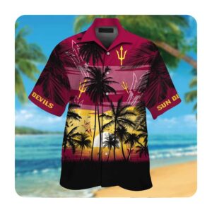 Arizona State Sun Devils Short Sleeve Button Up Tropical Aloha Hawaiian Shirts For Men Women 2 45.99