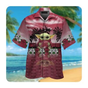 Arkansas Razorbacks And Baby Yoda Short Sleeve Button Up Tropical Aloha Hawaiian Shirts For Men Women 0 45.99