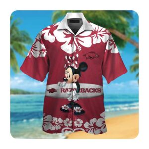 Arkansas Razorbacks And Minnie Mouse Short Sleeve Button Up Tropical Aloha Hawaiian Shirts For Men Women 0 45.99