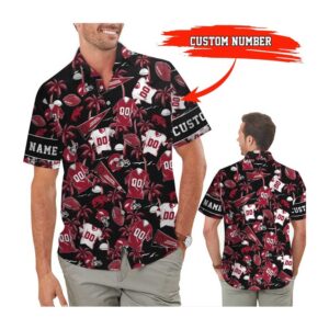 Arkansas Razorbacks Custom Name And Number Personalized Short Sleeve Button Up Tropical Aloha Hawaiian Shirts For Men Women 0 45.99