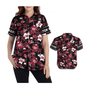Arkansas Razorbacks Custom Name And Number Personalized Short Sleeve Button Up Tropical Aloha Hawaiian Shirts For Men Women 1 45.99