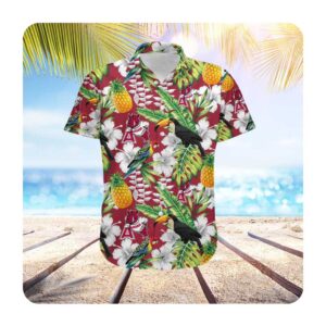 Arkansas Razorbacks Custom Name Parrot Floral Tropical Men Women Short Sleeve Button Up Tropical Aloha Hawaiian Shirts For Men Women 2 45.99