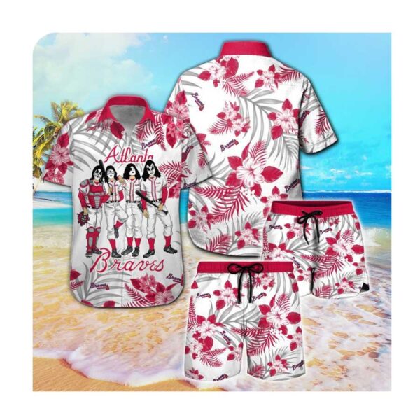 Atlanta Braves And Kiss Hawaii Shirt Summer Button Up Shirt For Men Women