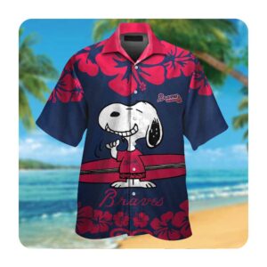 Atlanta Braves Snoopy Hawaii Shirt Summer Button Up Shirt For Men Women