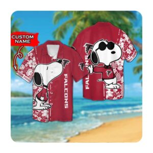Atlanta Falcons And Snoopy Custom Name Hawaii Shirt Summer Button Up Shirt For Men Women
