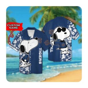 Auburn Tigers And Snoopy Custom Name Hawaii Shirt Summer Button Up Shirt For Men Women