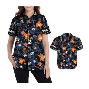 Auburn Tigers Custom Name And Number Personalized Short Sleeve Button Up Tropical Aloha Hawaiian Shirts For Men Women 1 45.99