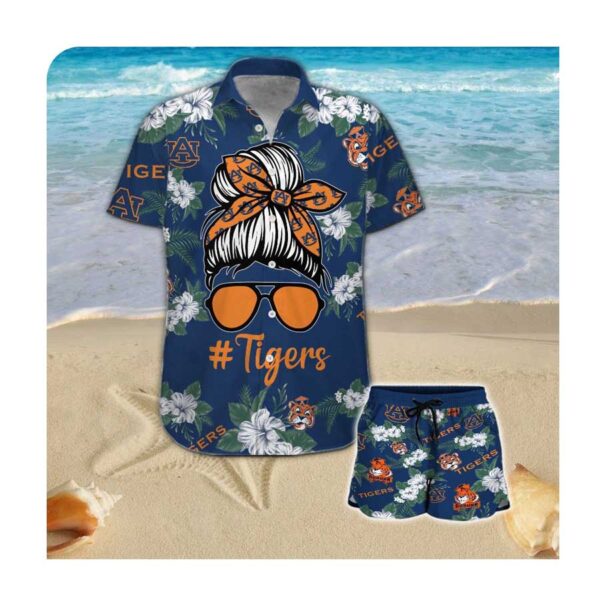 Auburn Tigers Girl Messy Bun Hawaii Shirt Summer Button Up Shirt For Men Women