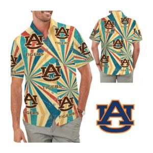 Auburn Tigers Retro Vintage Style Hawaii Shirt Summer Button Up Shirt For Men Women