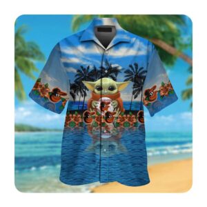 Baltimore Orioles And Baby Yoda Short Sleeve Button Up Tropical Aloha Hawaiian Shirts For Men Women 0 49.95