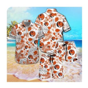 Baltimore Orioles And Grateful Dead Short Sleeve Button Up Tropical Aloha Hawaiian Shirts For Men Women 0 49.95