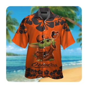 Baltimore Orioles Baby Yoda Short Sleeve Button Up Tropical Aloha Hawaiian Shirts For Men Women 0 49.95