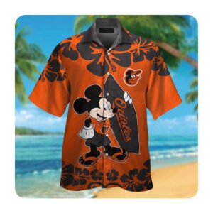 Baltimore Orioles Mickey Mouse Short Sleeve Button Up Tropical Aloha Hawaiian Shirts For Men Women 0 49.95