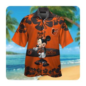 Baltimore Orioles Minnie Mouse Short Sleeve Button Up Tropical Aloha Hawaiian Shirts For Men Women 0 49.95