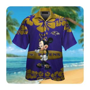 Baltimore Ravens And Minnie Mouse Hawaii Shirt Summer Button Up Shirt For Men Women
