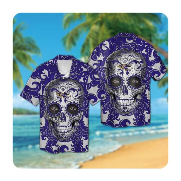 Baltimore Ravens Sugar Skull Hawaii Shirt Summer Button Up Shirt For Men Women