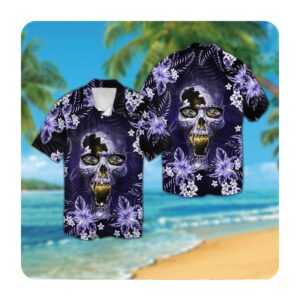 Baltimore RavensSkull Short Sleeve Button Up Tropical Aloha Hawaiian Shirts For Men Women 0 49.95